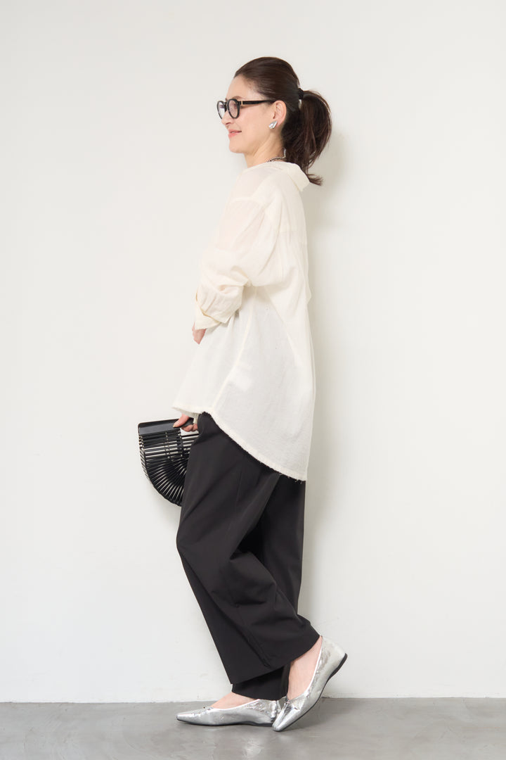 [SET]カットオフドビーシャツ+【接触冷感】ワイドストレートパンツ(2set)