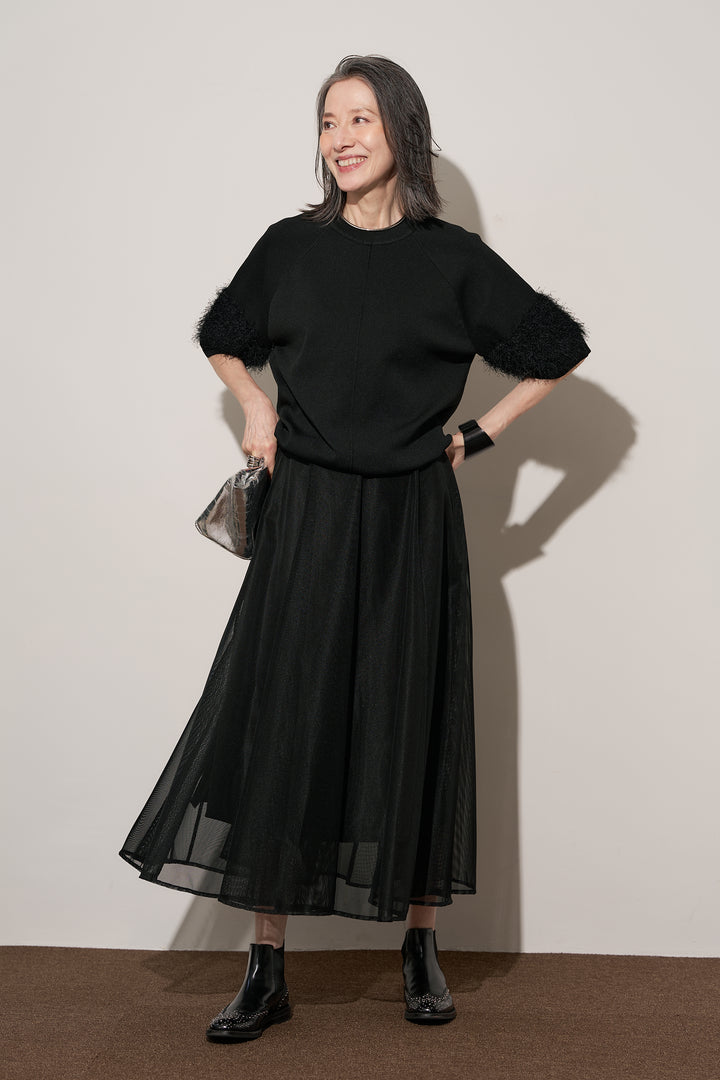 メッシュフレアスカート