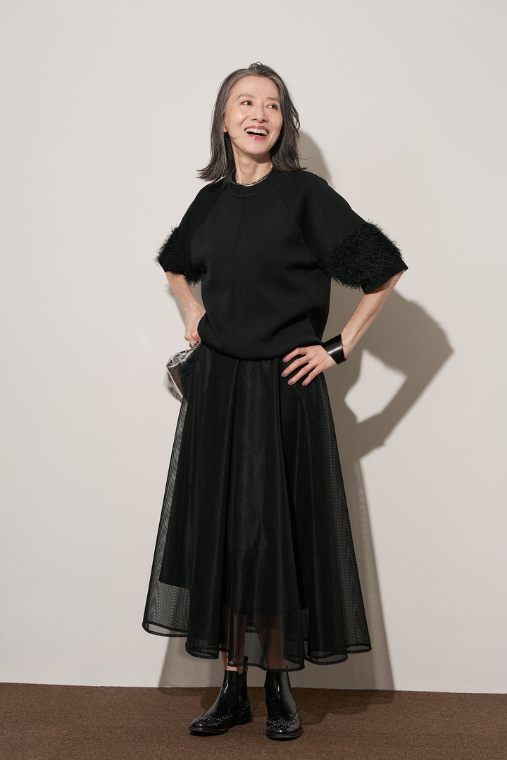 メッシュフレアスカート