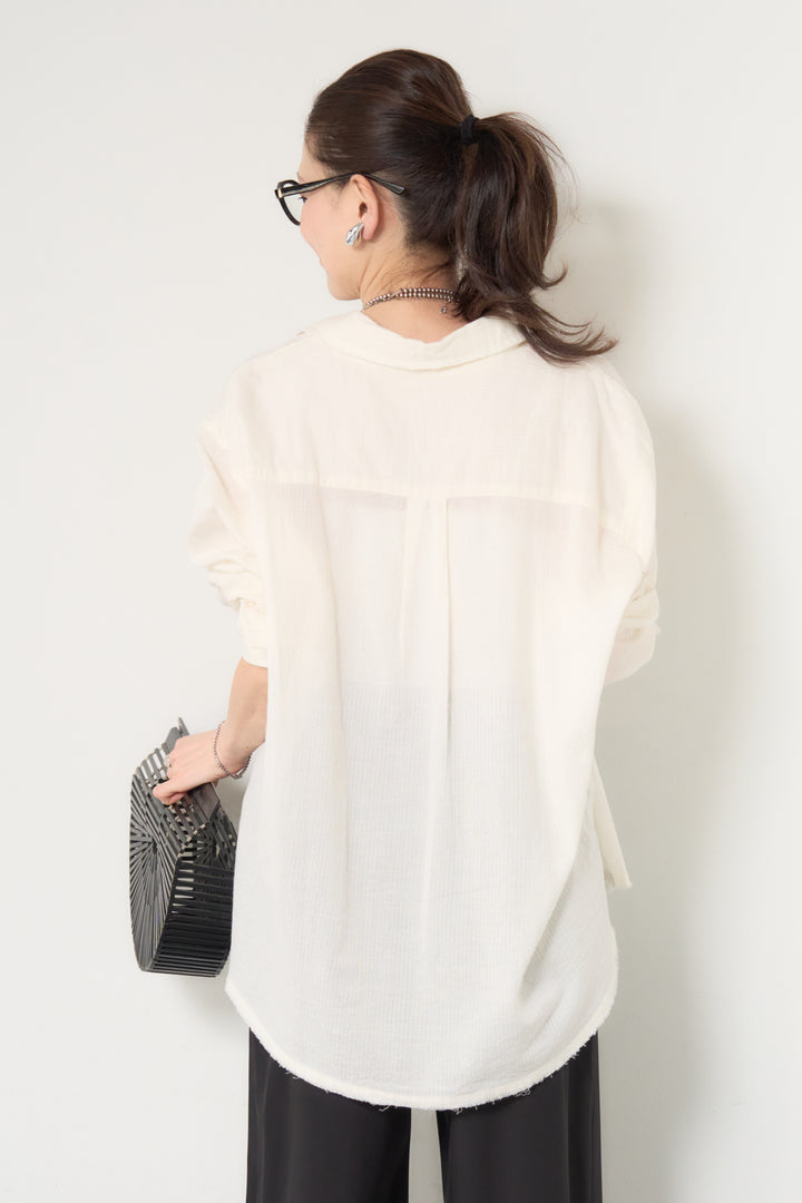 [SET]カットオフドビーシャツ+【接触冷感】ワイドストレートパンツ(2set)