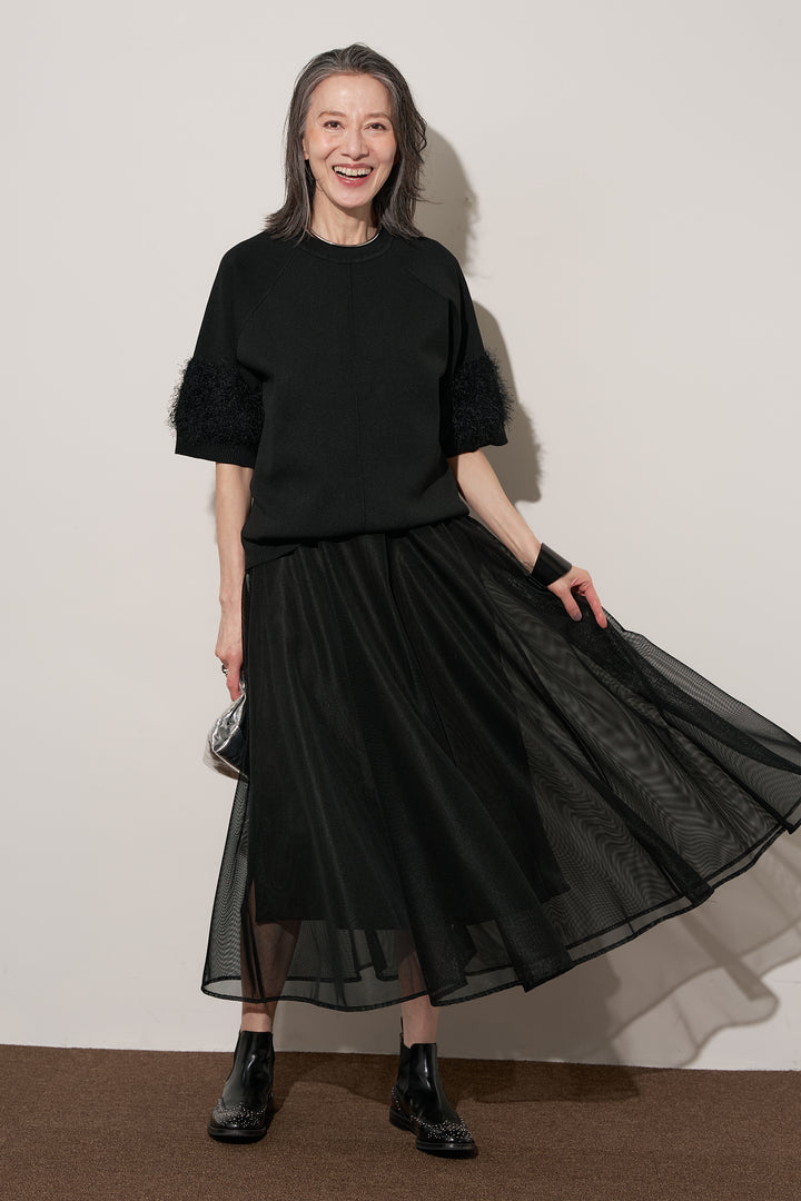 メッシュフレアスカート