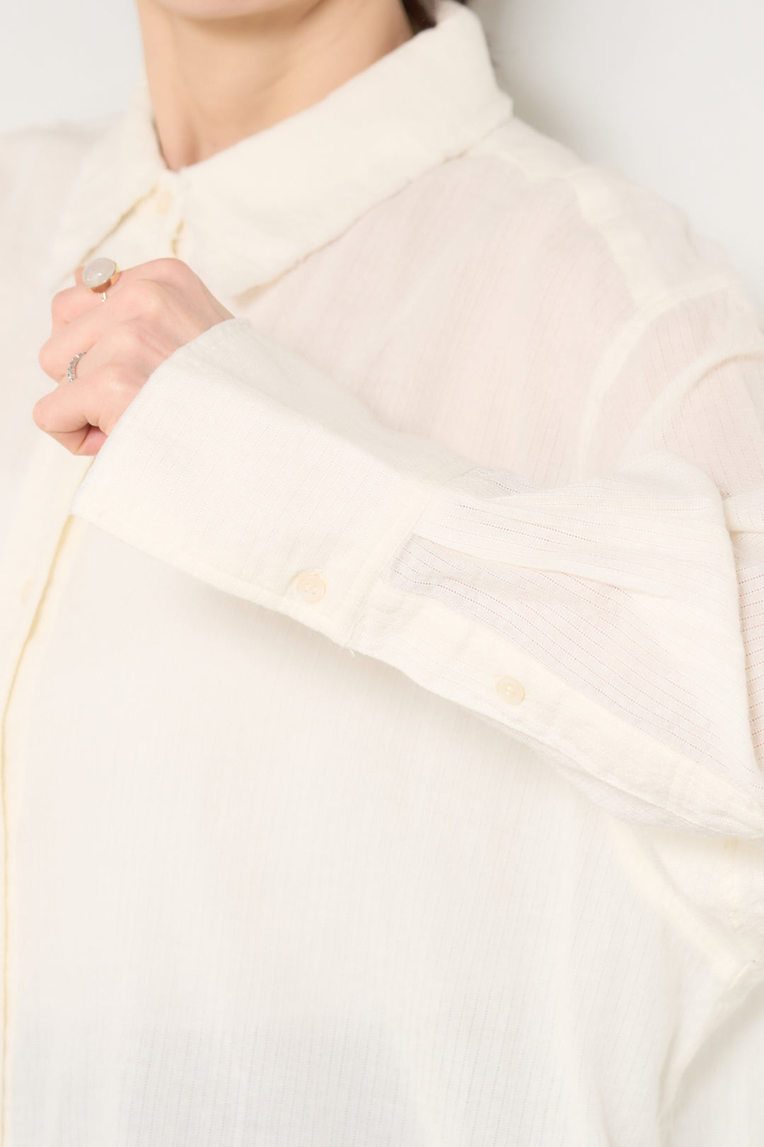 [SET]カットオフドビーシャツ+【接触冷感】ワイドストレートパンツ(2set)