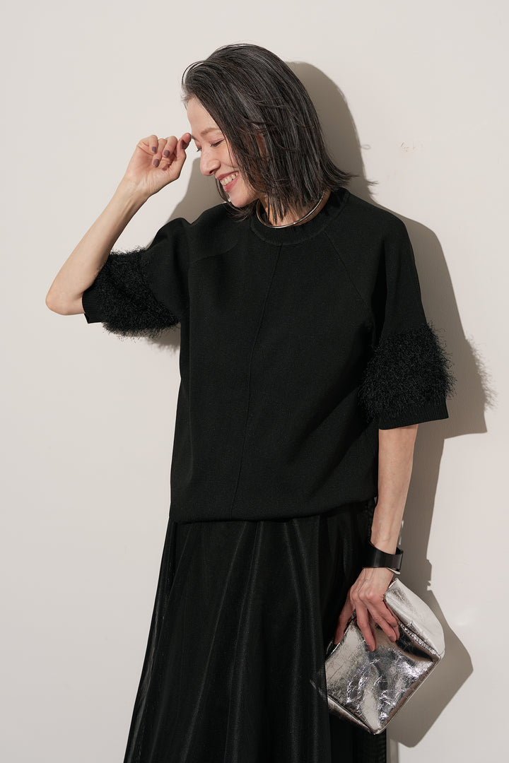 軽量リブ切替半袖プルオーバー