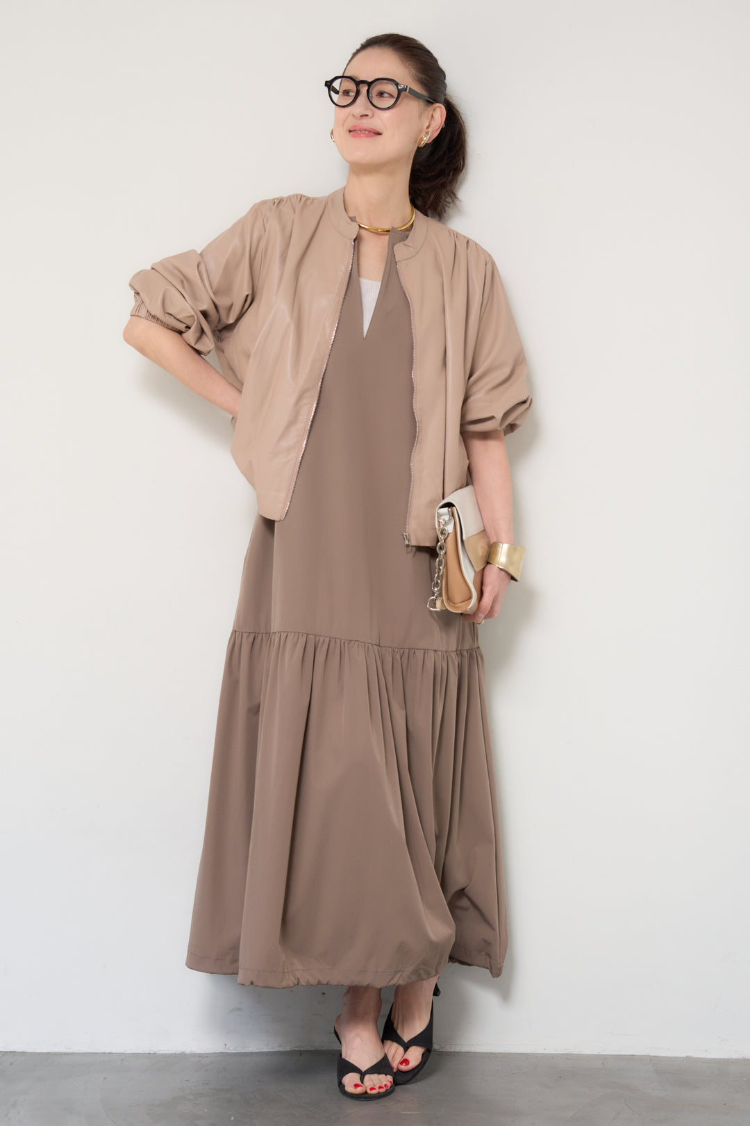 【接触冷感】2WAYヘム ノースリーブワンピース