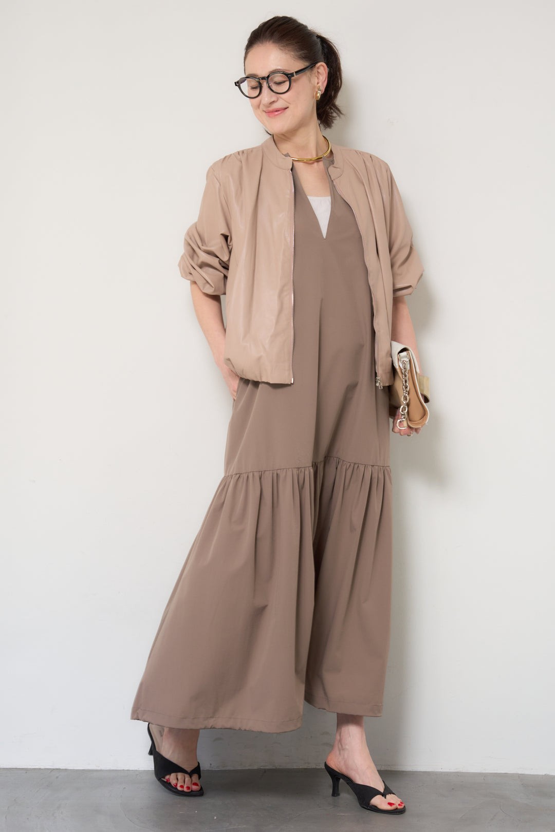 【接触冷感】2WAYヘム ノースリーブワンピース