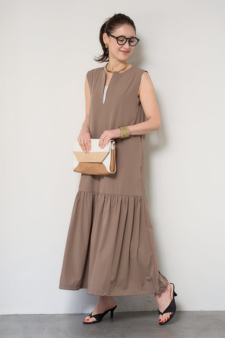 【接触冷感】2WAYヘム ノースリーブワンピース