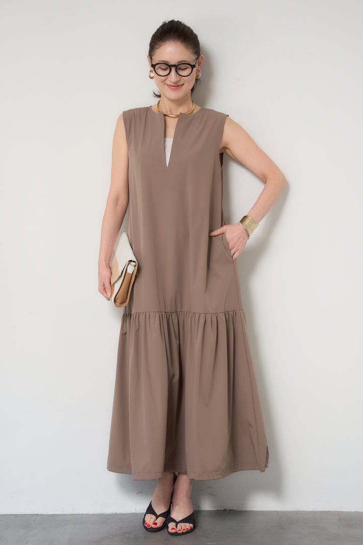 【接触冷感】2WAYヘム ノースリーブワンピース