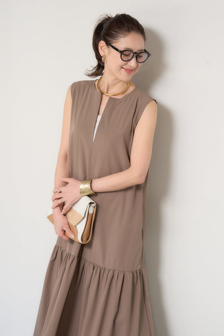 【接触冷感】2WAYヘム ノースリーブワンピース