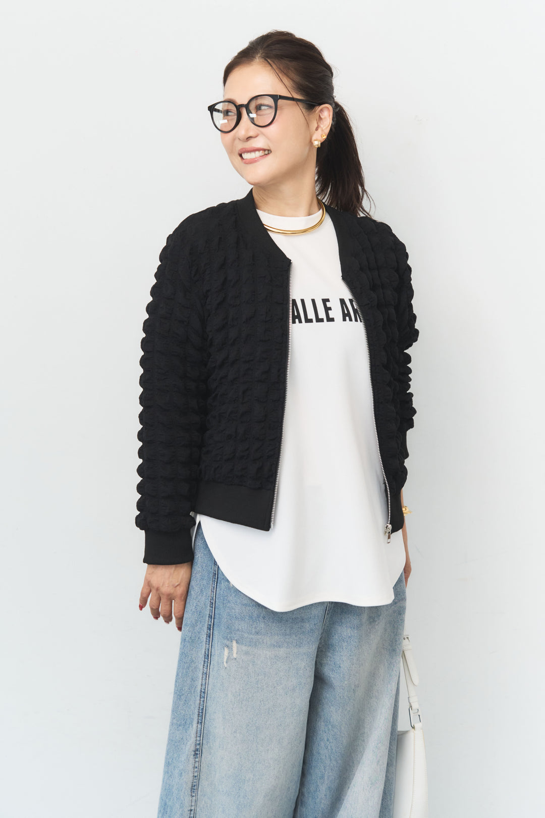 立体フォルム フロントジップブルゾン