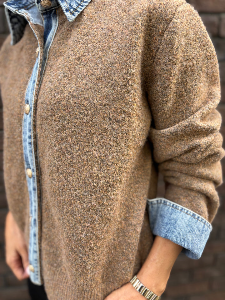 デニム×ニットシャツ